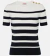 Valentino Striped Cotton Top In Weiss