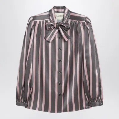 Valentino Striped Crepe De Chine Shirt In Multi