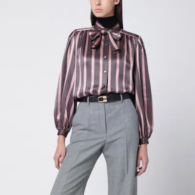 Valentino Striped Crepe De Chine Shirt In Pink