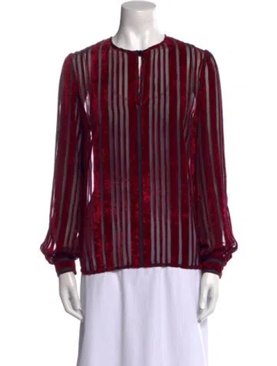 Pre-owned Valentino Striped Crew Neck Blouse In Red