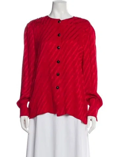 Pre-owned Valentino Striped Crew Neck Blouse In Red