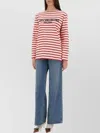 Valentino Striped Cotton Jersey Long Sleeve T-shirt Ivory And Red In Red