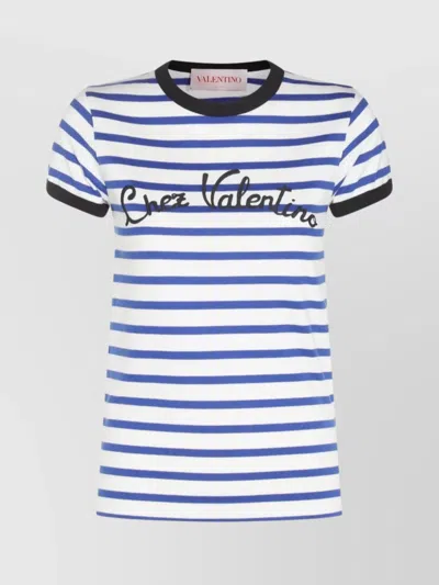 VALENTINO STRIPED CREW NECK SHORT SLEEVES TOP