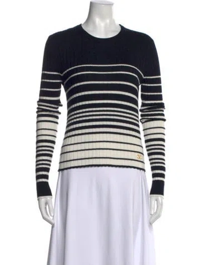 Pre-owned Valentino Striped Crew Neck Sweater In Black/neutrals