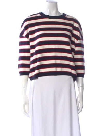 Pre-owned Valentino Striped Crew Neck Sweater In Blue