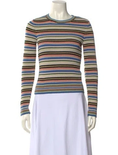 Pre-owned Valentino Striped Crew Neck Sweater In Neutral