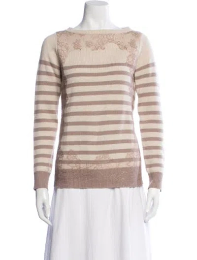 Pre-owned Valentino Striped Crew Neck Sweater In Neutral
