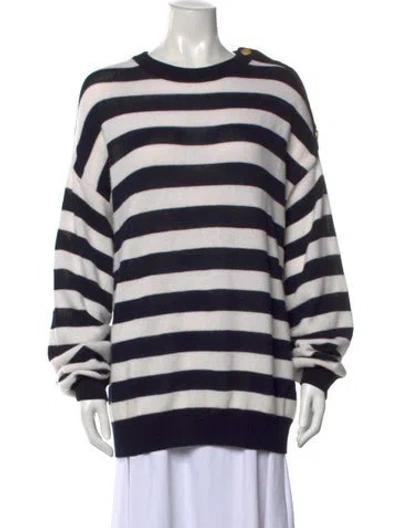 Pre-owned Valentino Striped Crew Neck Sweater W/ Tags In Blue