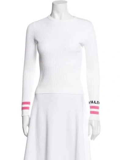 Pre-owned Valentino Striped Crew Neck Sweater In White
