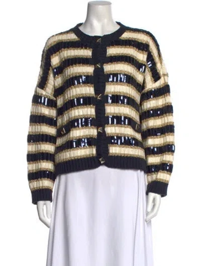 Pre-owned Valentino Striped Crew Neck Sweatshirt In Blue