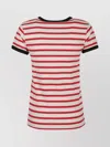 Valentino Striped Crew Neck T-shirt With Contrast Trim