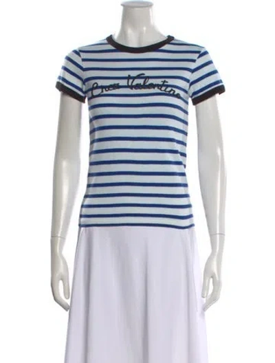 Pre-owned Valentino Striped Crew Neck T-shirt In Multi