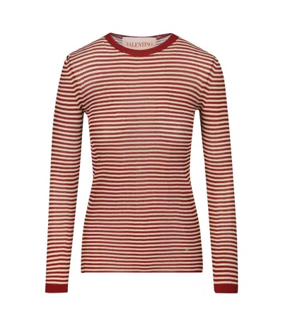 Valentino Striped T-shirt In Red/ecru'