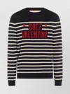 Valentino Garavani Crewneck Sweater With Bold Jacquard Motif In Black