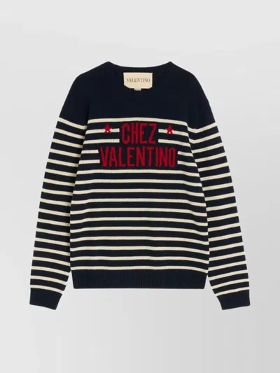 Valentino "chez Valentine" Wool Sweater In Blue