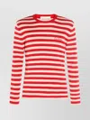Valentino Striped Crewneck Sweater Ribbed Finish In Multi