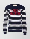 Valentino Garavani Crewneck Sweater With Bold Jacquard Motif In Black