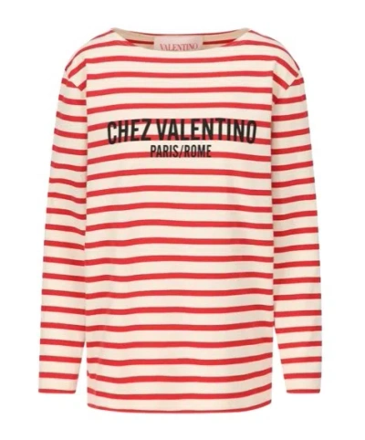 VALENTINO VALENTINO STRIPED CREWNECK TOP