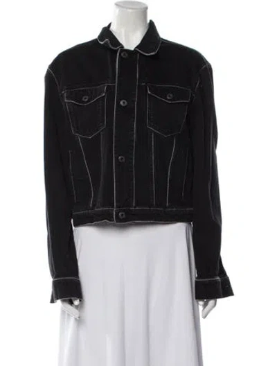 Pre-owned Valentino Striped Denim Jacket In Black