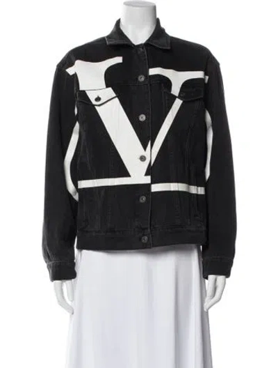 Pre-owned Valentino Striped Denim Jacket In Black