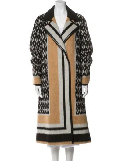Pre-owned Valentino Striped Faux Fur Coat In Neutral