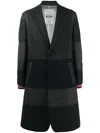 Valentino Single-breasted Patchwork Wool-blend Coat In Grey
