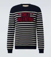 Valentino Garavani Crewneck Sweater With Bold Jacquard Motif In Black
