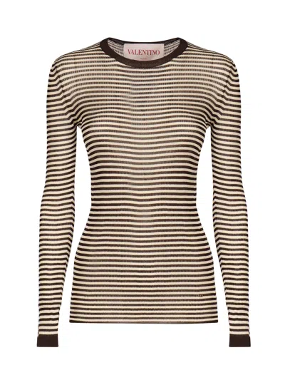 Valentino Striped Jersey In Brown