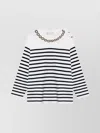 Valentino Striped Jersey With Embroidery And Chain In Black