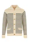 Valentino Striped Shawl Collar Cardigan Pockets In Burroblu