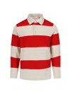 Valentino Striped Pattern Long Sleeves Polo Collar In Red