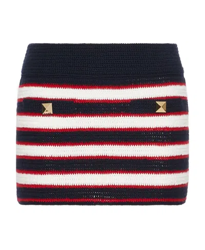 Valentino Striped Knitted Skirt In Multi
