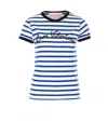 Valentino Ivory Striped Jersey Embroidered T-shirt In Blue