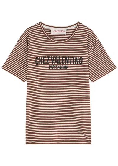 Valentino Striped Cotton T-shirt With Chez Print In There Is No Color Specification For This Product.