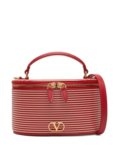 Valentino Garavani Striped Logo Vanity Bag In Red