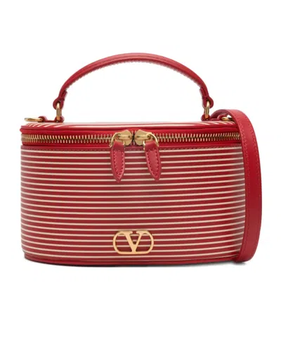Valentino Garavani Striped Logo Vanity Bag In Red