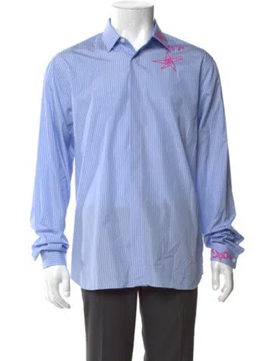 Pre-owned Valentino Striped Long Sleeve Shirt In Blue