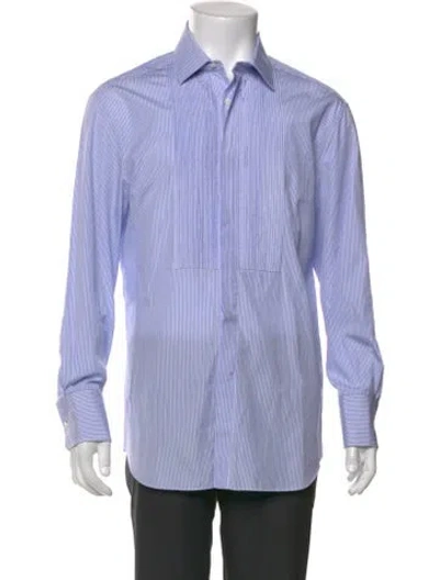 Pre-owned Valentino Striped Long Sleeve Shirt In Blue