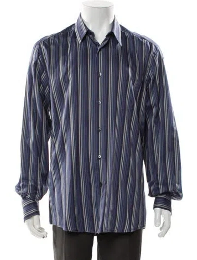Pre-owned Valentino Striped Long Sleeve Shirt In Blue
