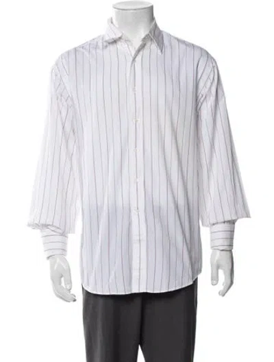 Pre-owned Valentino Striped Long Sleeve Shirt In White