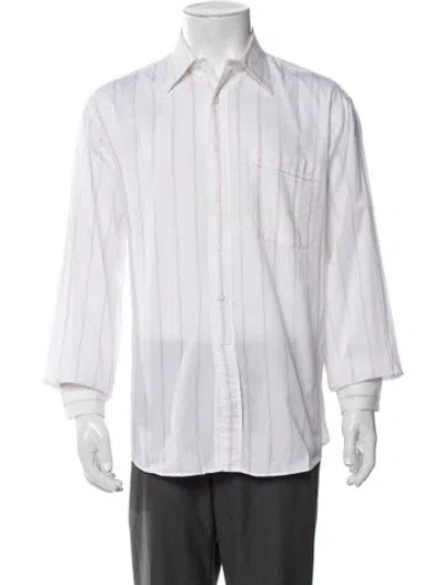 Pre-owned Valentino Striped Long Sleeve Shirt In White