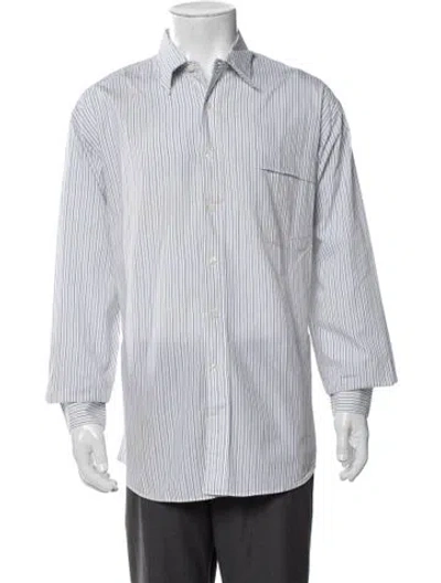 Pre-owned Valentino Striped Long Sleeve Shirt In White