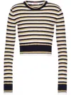 Valentino Wool And Lurex Sweater With Striped Motif In Neutrals