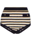Valentino Roman Stud Striped Mini Shorts In Schwarz