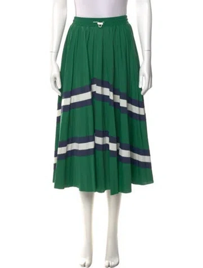 Pre-owned Valentino Striped Midi Length Skirt In Green