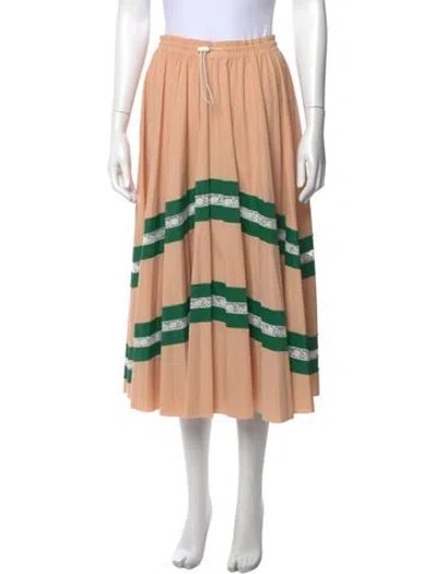 Pre-owned Valentino Striped Midi Length Skirt W/ Tags In Neutral