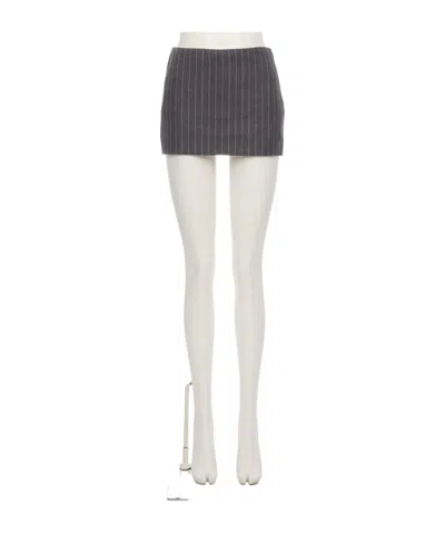 Valentino Striped Wool Mini Skirt In Gray
