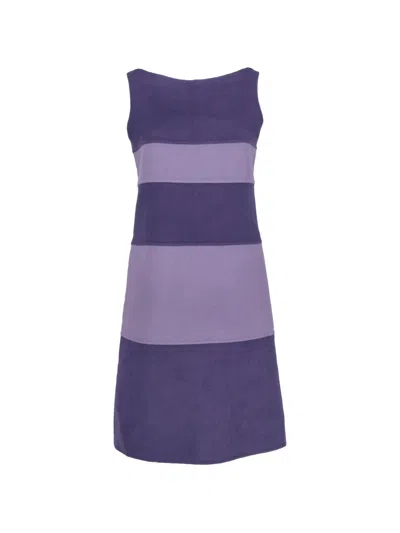 Pre-owned Valentino Striped Mini Dress In Purple