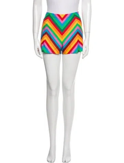 Pre-owned Valentino Striped Mini Shorts In Red