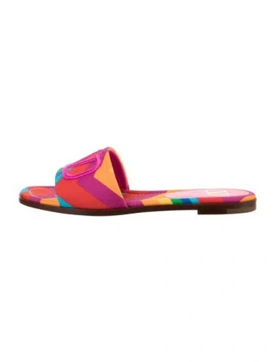 Pre-owned Valentino Garavani Striped Mules In Pink